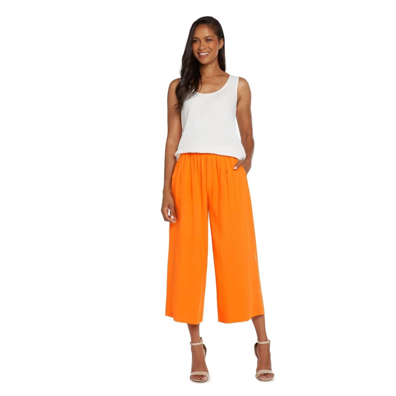 Solid Wide Leg Crop - Apricot