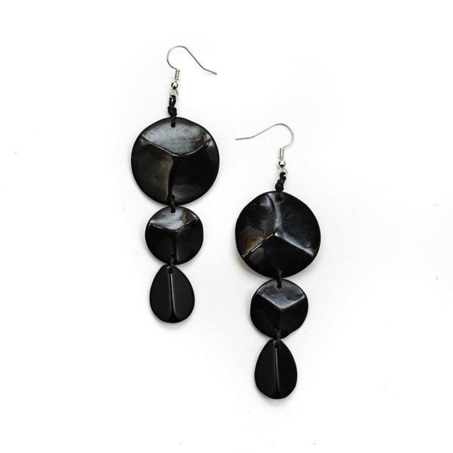 Tagua Nut Betty Earrings - Black/Onyx