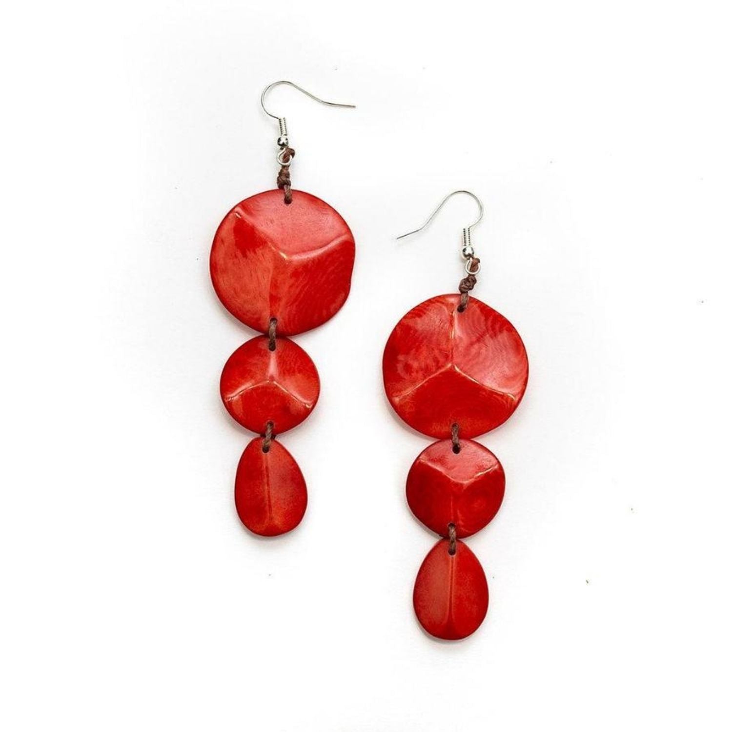 Tagua Nut Betty Earrings - Poppy Coral