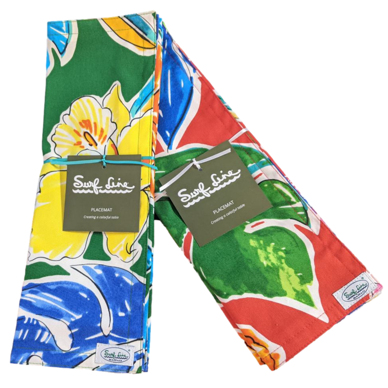 Surf Line Hawaii Reversible Placemat (Set of 2) - Pineapple Hibiscus Green