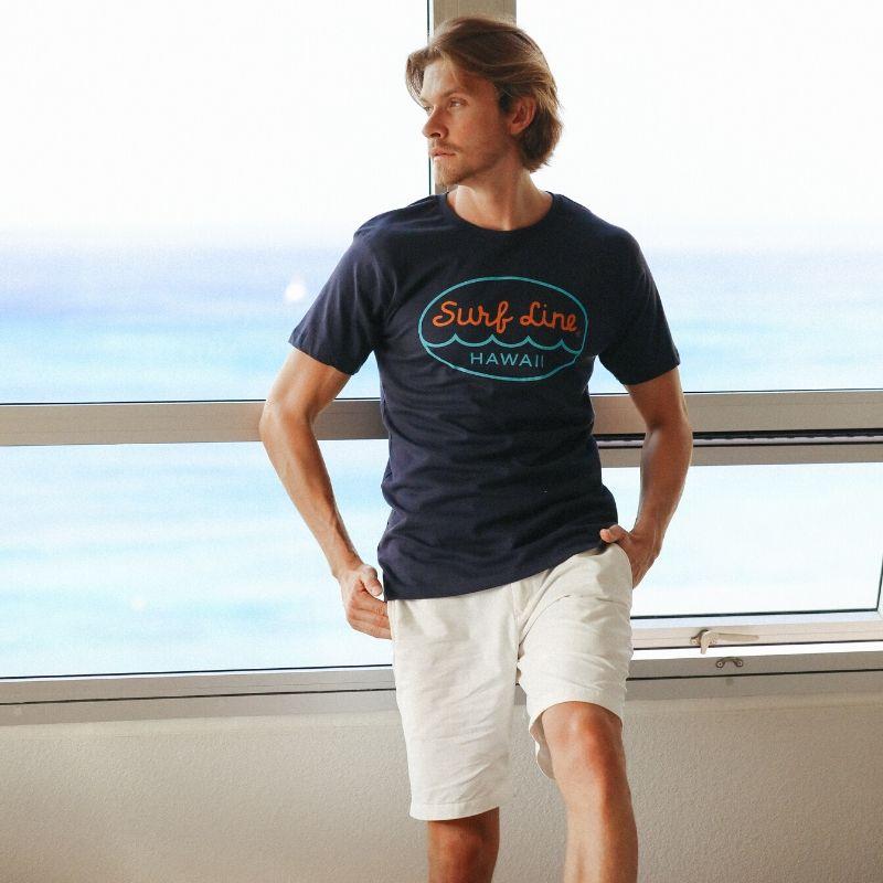 Surf Line Hawaii Oval Adult Logo Tee Navy