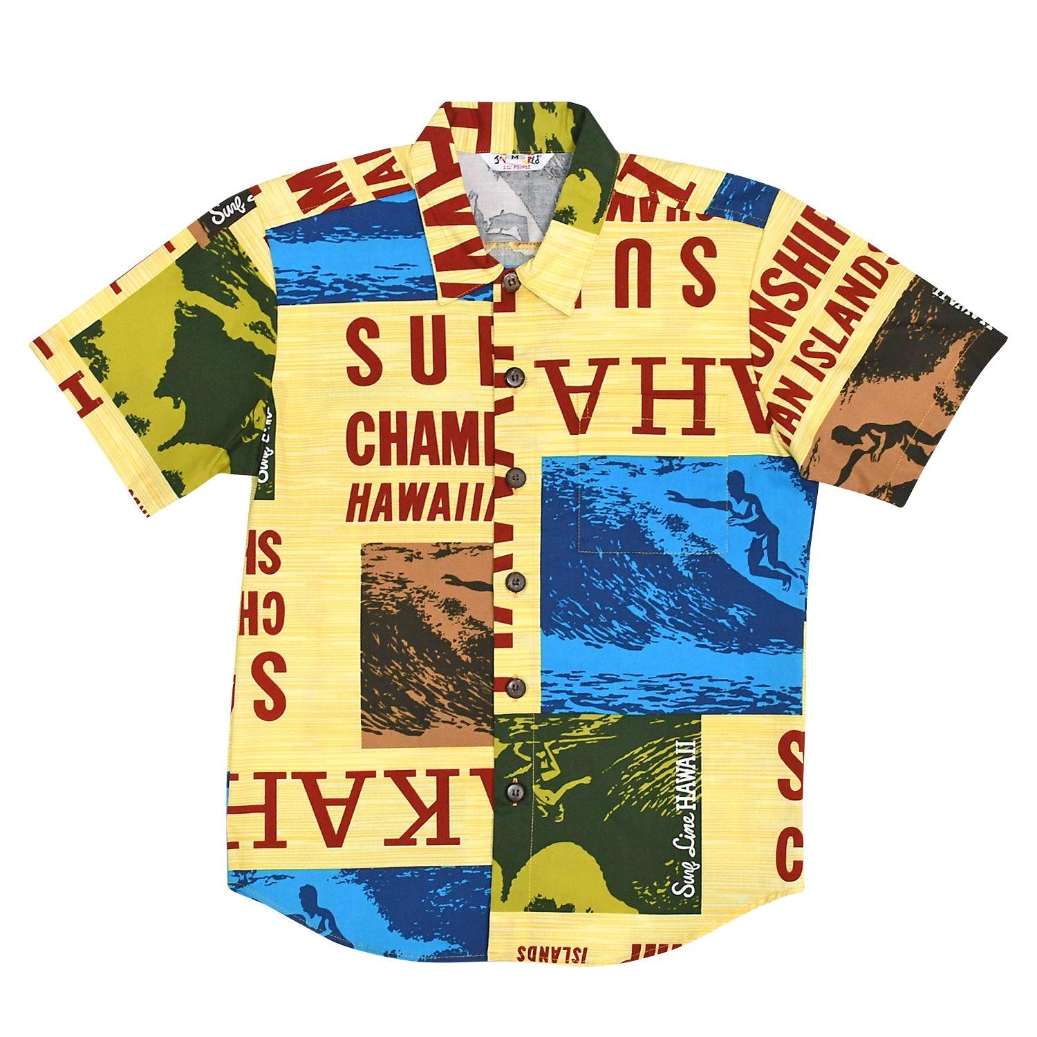 Boy's Cotton Shirt: XS(4/5) - L(12/14) - Surf Contest Yellow