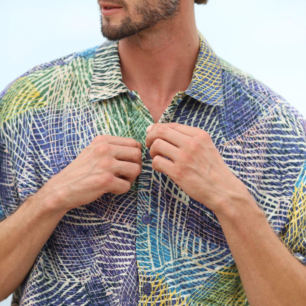 VSSSJ Men's Beach Tshirts Relaxed Fit Hawaiian Tropical Print Casual Button  Down Short Sleeve Lapel Shirt Blouse Comfy Breathable Quick Dry Shirts