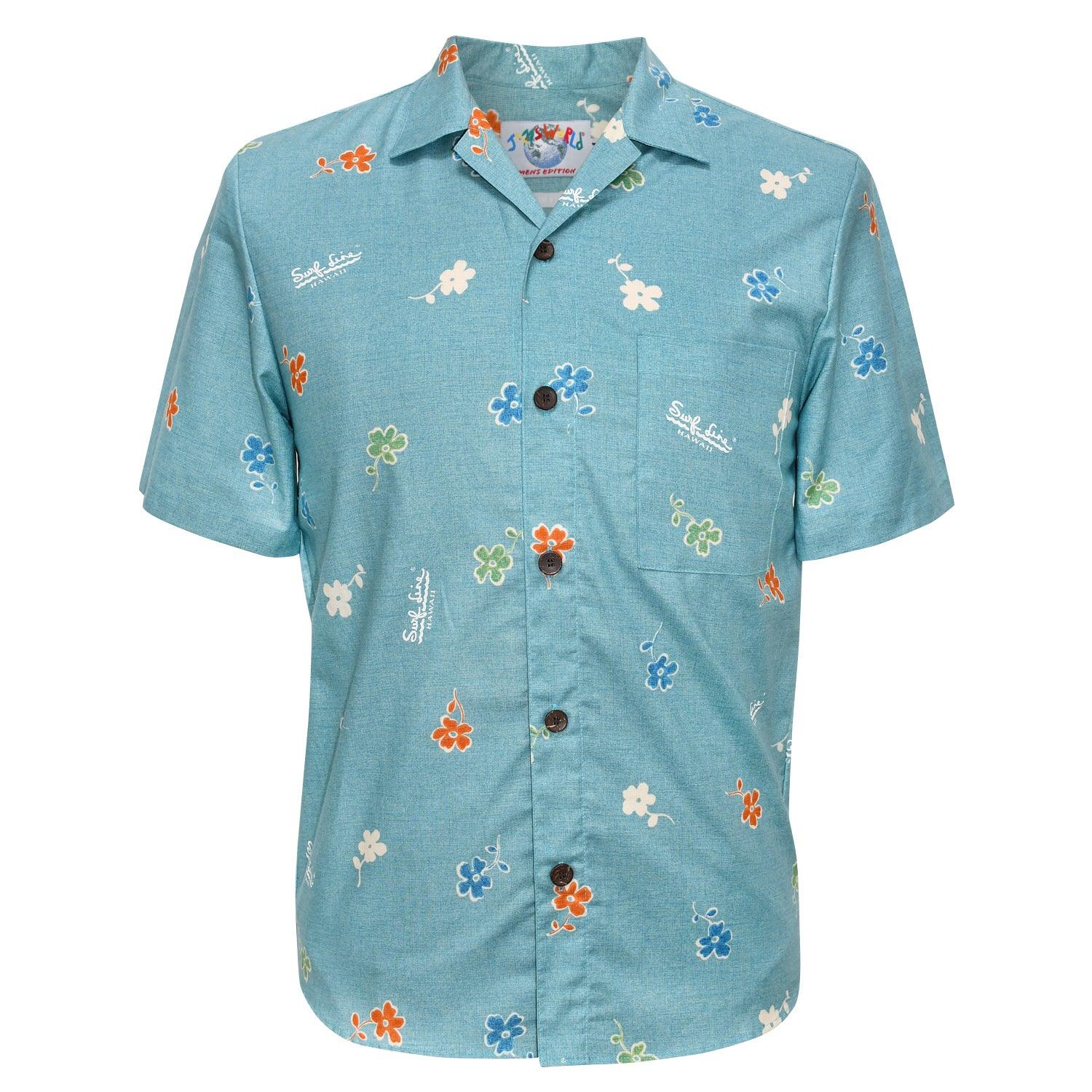 Men's Cotton Islander Shirt - Flower Daze Blue