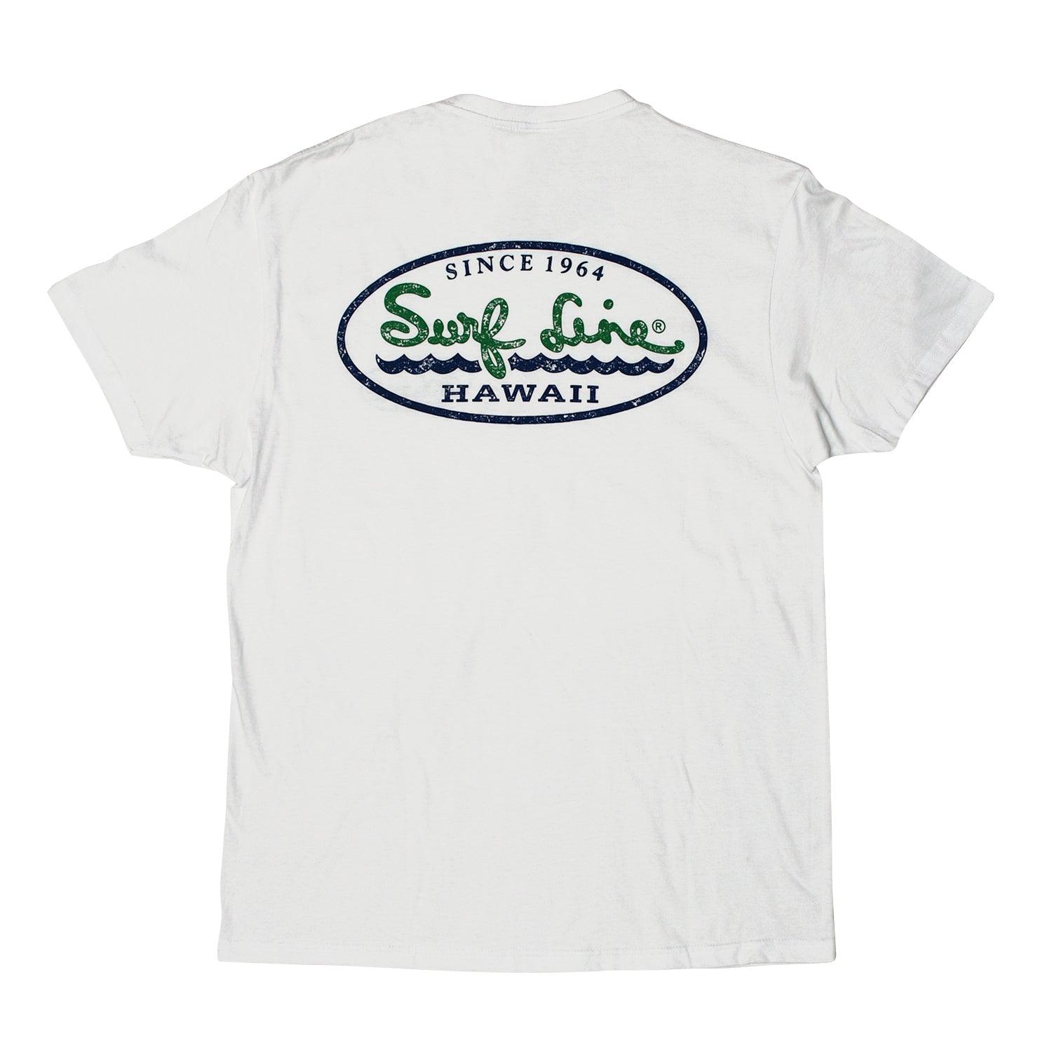 Oval Distressed Surf Line Hawaii Logo Tee