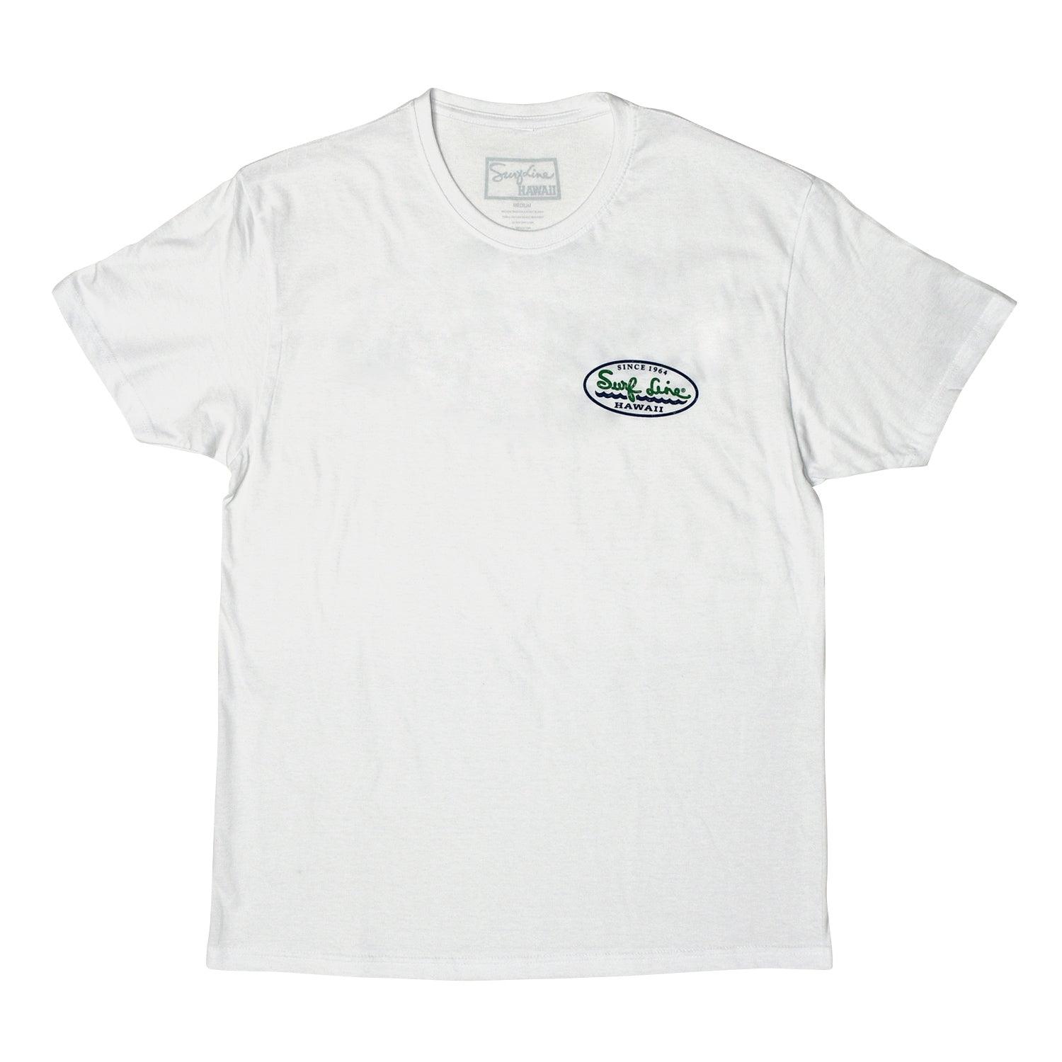 Oval Distressed Surf Line Hawaii Logo Tee