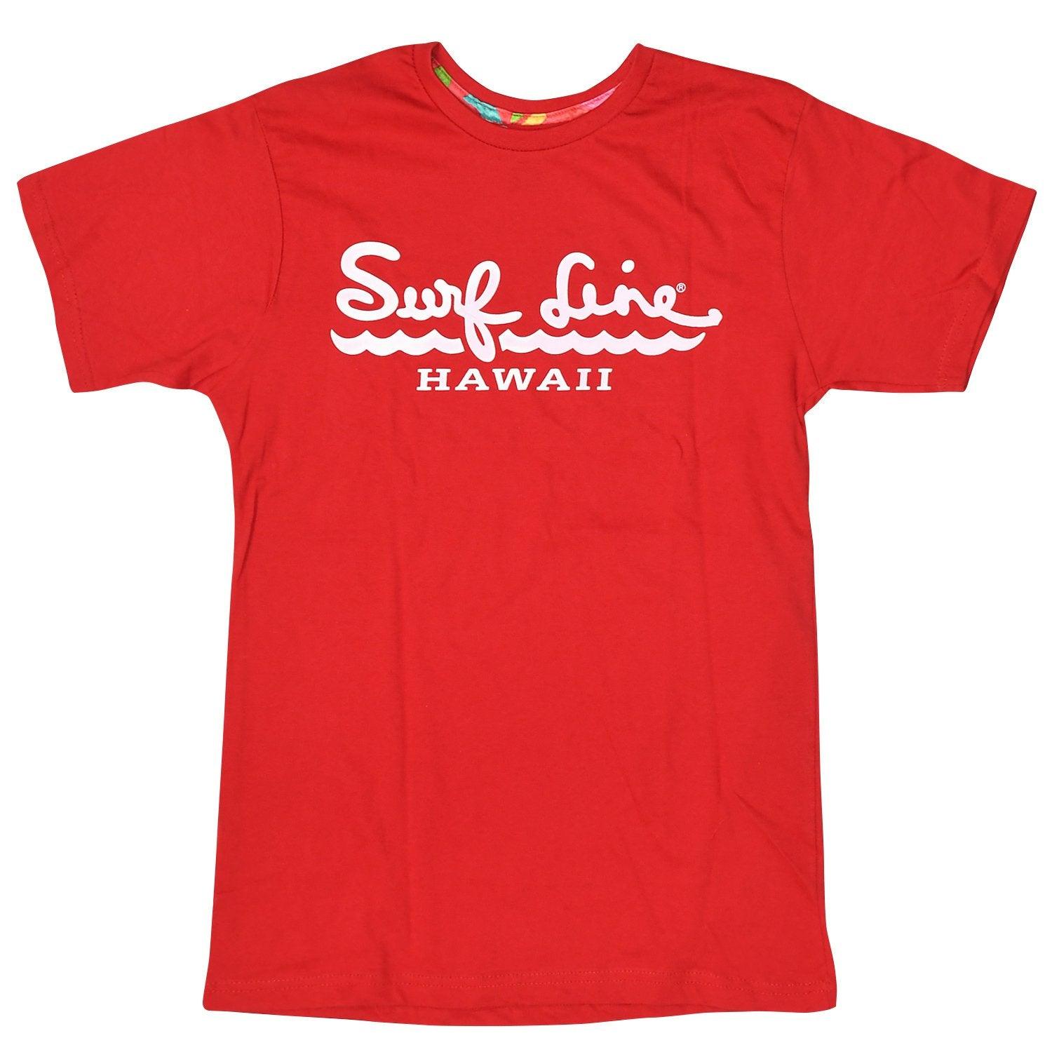 Adult Surf Line Hawaii Script Tee - Red