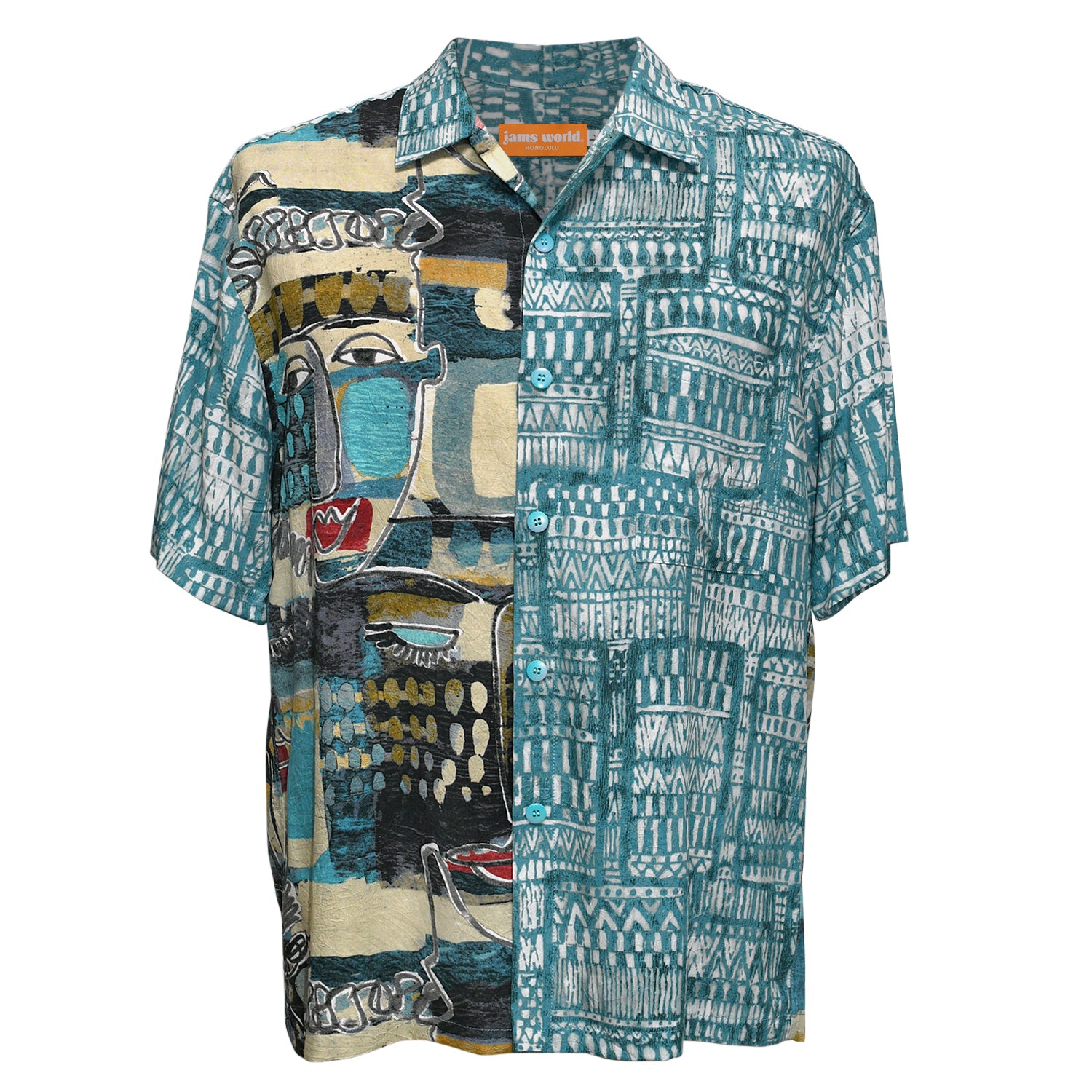 Men's Mix Print Shirt - Kahili Teal