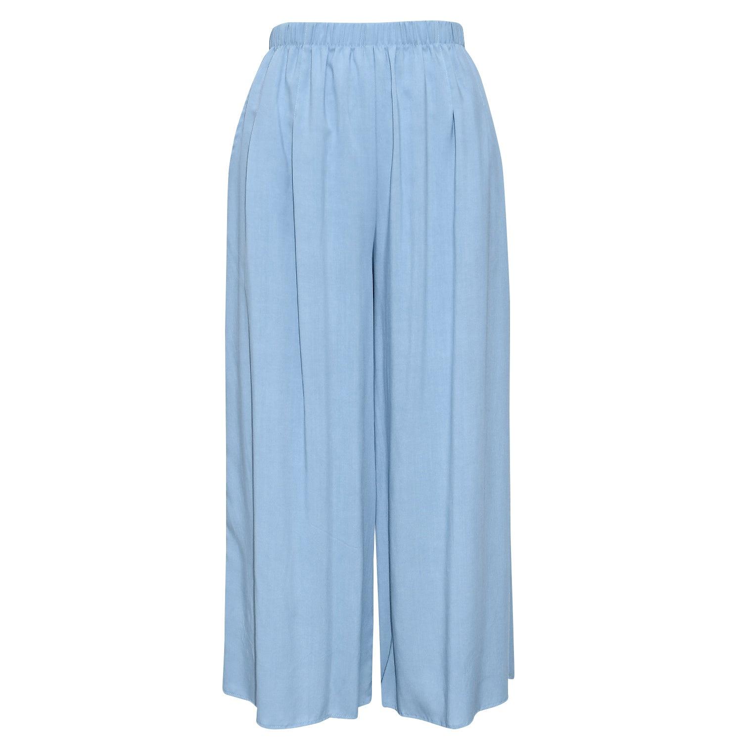 Solid Wide Leg Crop - Blue Gray