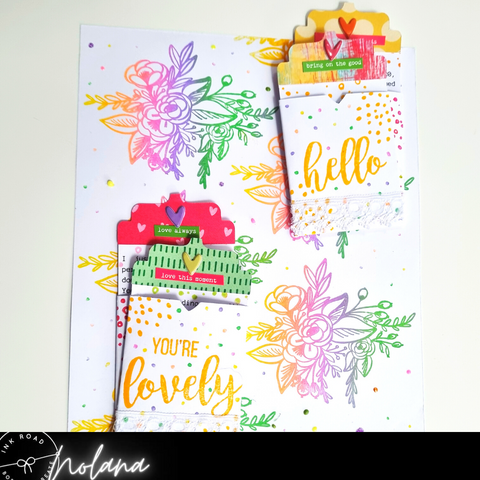 Rainbow Bella Flora Pocket Notes Scrapbook Page