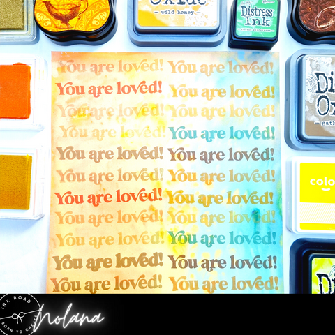 background with repeated you are Loved stamping