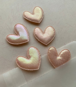 CHONKS Embellishments - Small Peach Puffy/Lace Iridescent Hearts