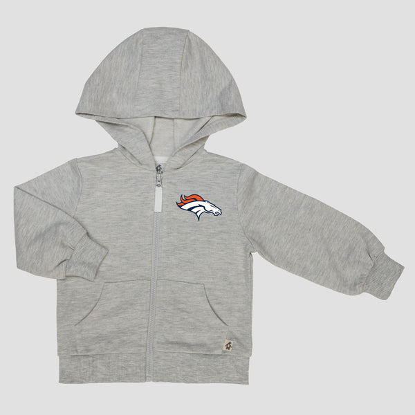 Men's Antigua Heather Gray Denver Broncos Victory Full-Zip Hoodie Size: Extra Large