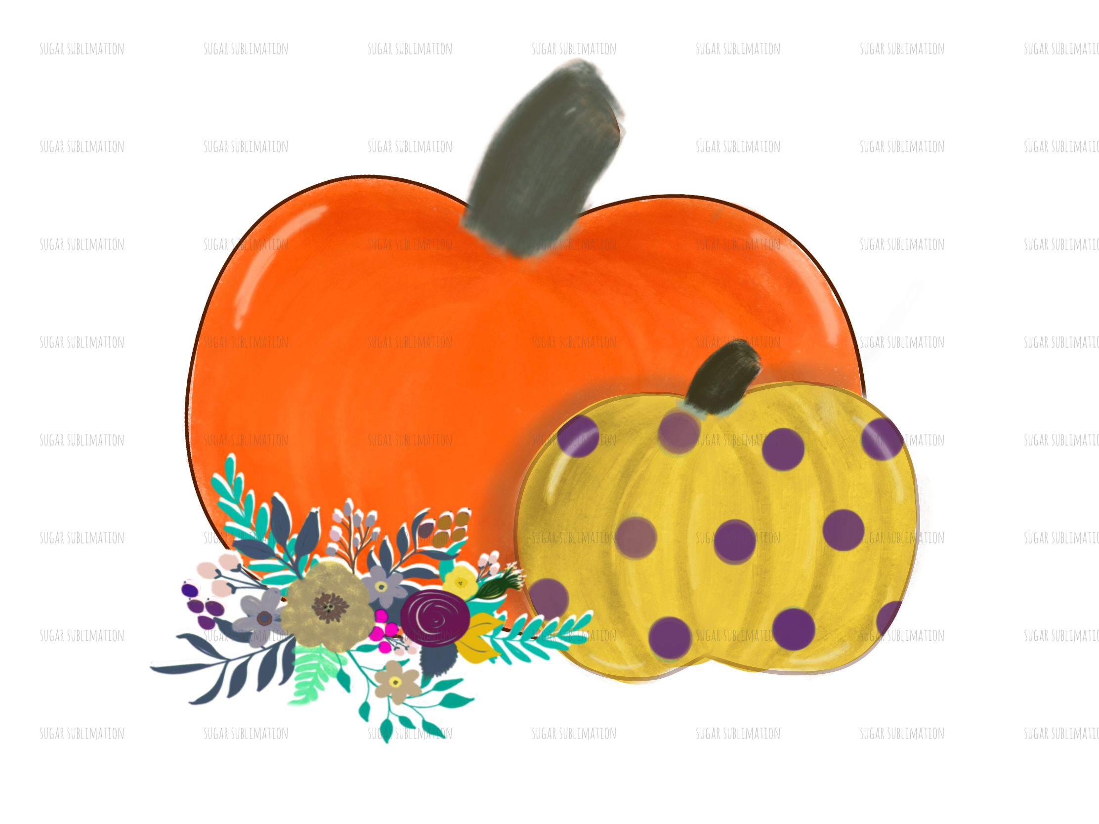 Watercolor Pumpkin Polka Dot Sublimation Transfer Sugarinkandpowder