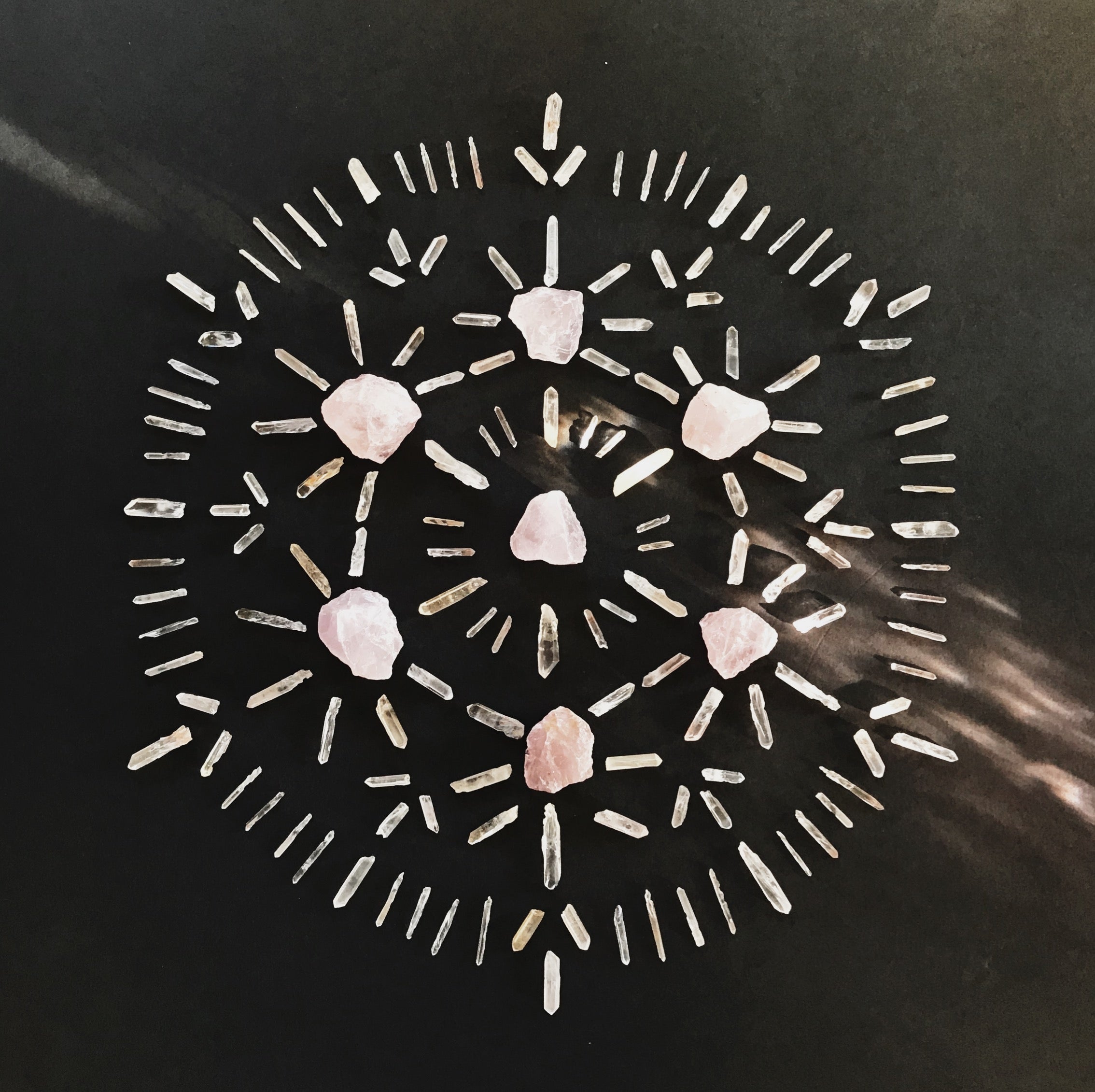 Love Crystal Grid Kit with Rose Quartz and Clear Quartz