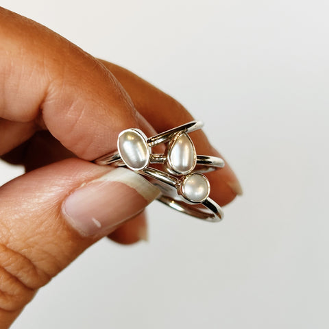 Pearl Rings in Sterling Silver