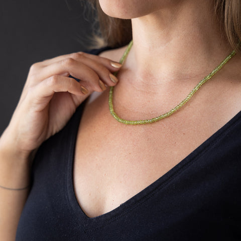 Peridot Seed Bead Crystal Necklace