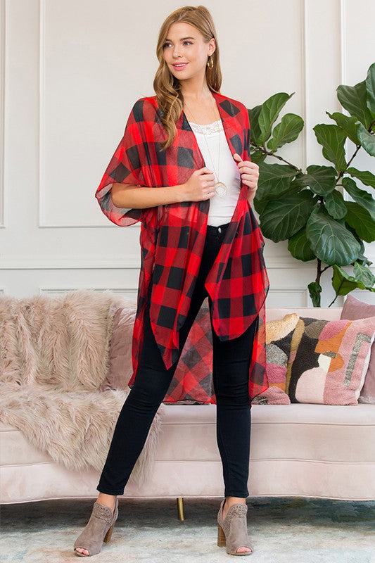 buffalo plaid kimono plus size