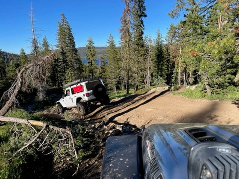 Jeep JLU Wrangler on off road trail