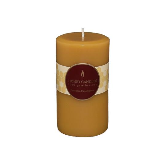 Honey Candles 5" Round Pure Beeswax Pillar –