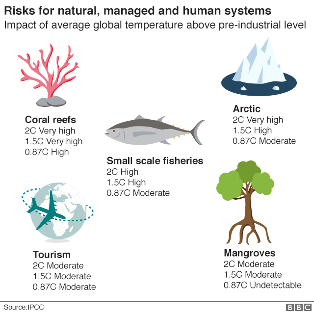 Impact of 1.5C rise in global temperatures above pre-industrial levels