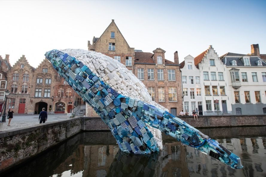 Plastic waste sculpture Bruges
