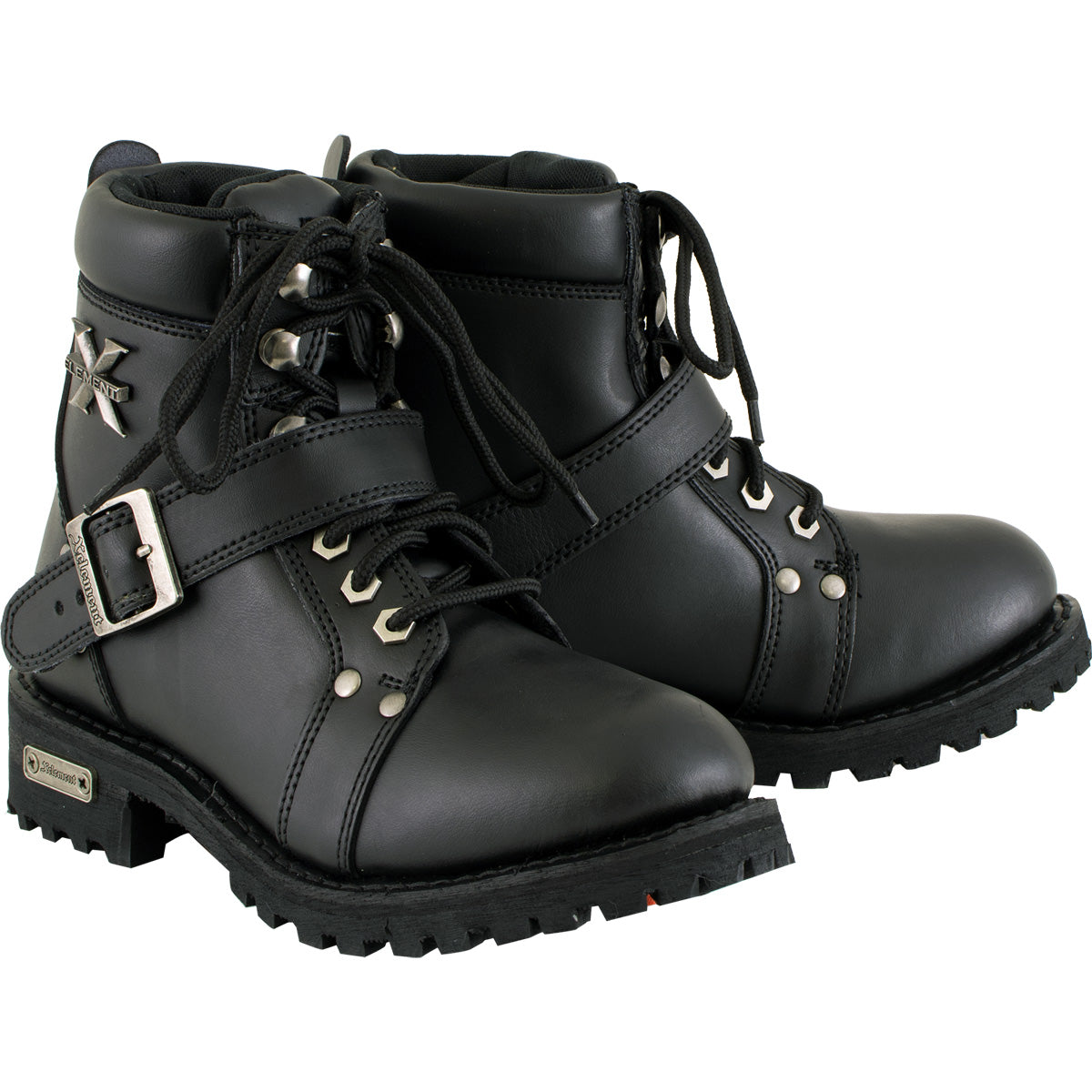 womens black leather moto boots
