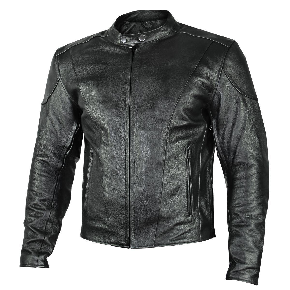 Xelement B7209 'Renegade' Men's Black Leather Motorcycle Jacket with