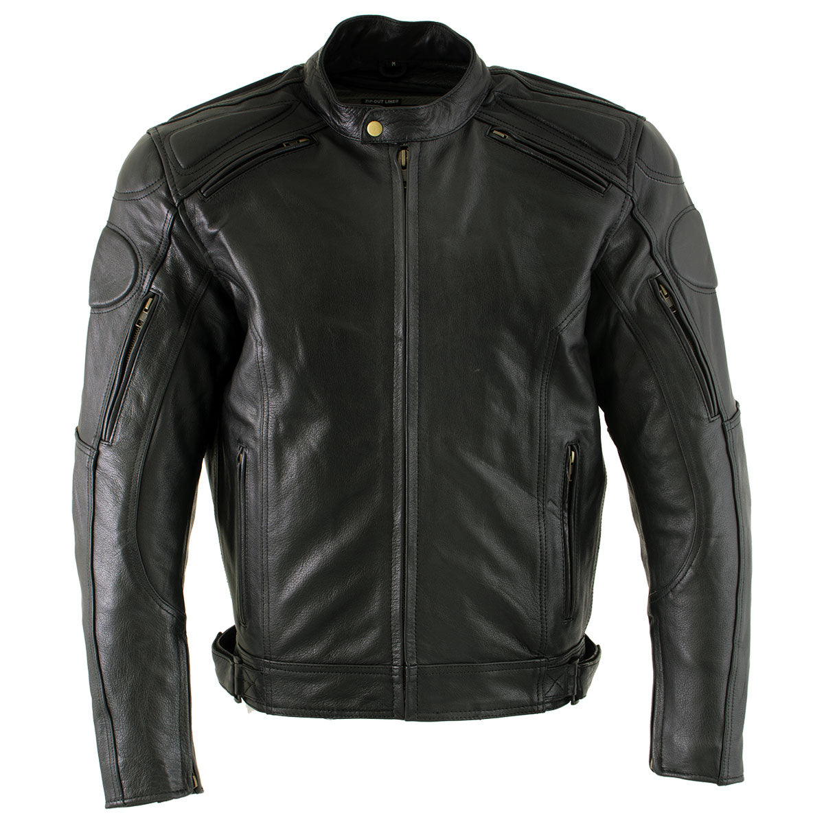 Xelement B7366 'Executioner' Men's Black Leather Racer Jacket with