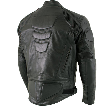 Xelement B7366 Men's 'Executioner' Black Leather Racer Jacket with
