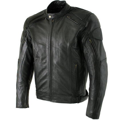 Xelement B7366 'Executioner' Men's Black Leather Racer Jacket with
