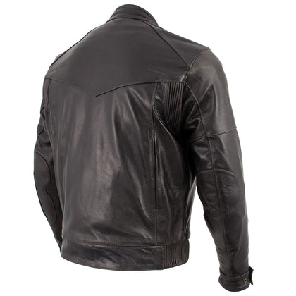 Xelement B7496 Men's 'Bandit' Retro Distressed Brown Leather Jacket