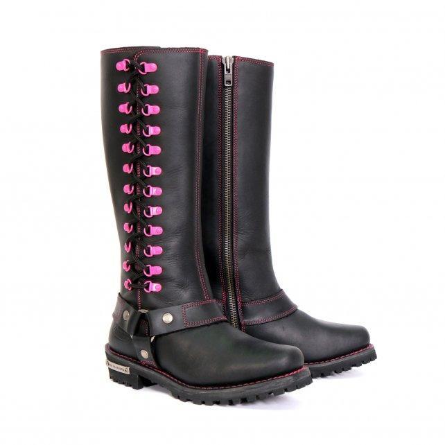 Image of Hot Leathers BTL1006 Ladies 14-inch Black Knee-High Leather Boots with Side Zipper Entry R R Y PR R A A AR ST 
