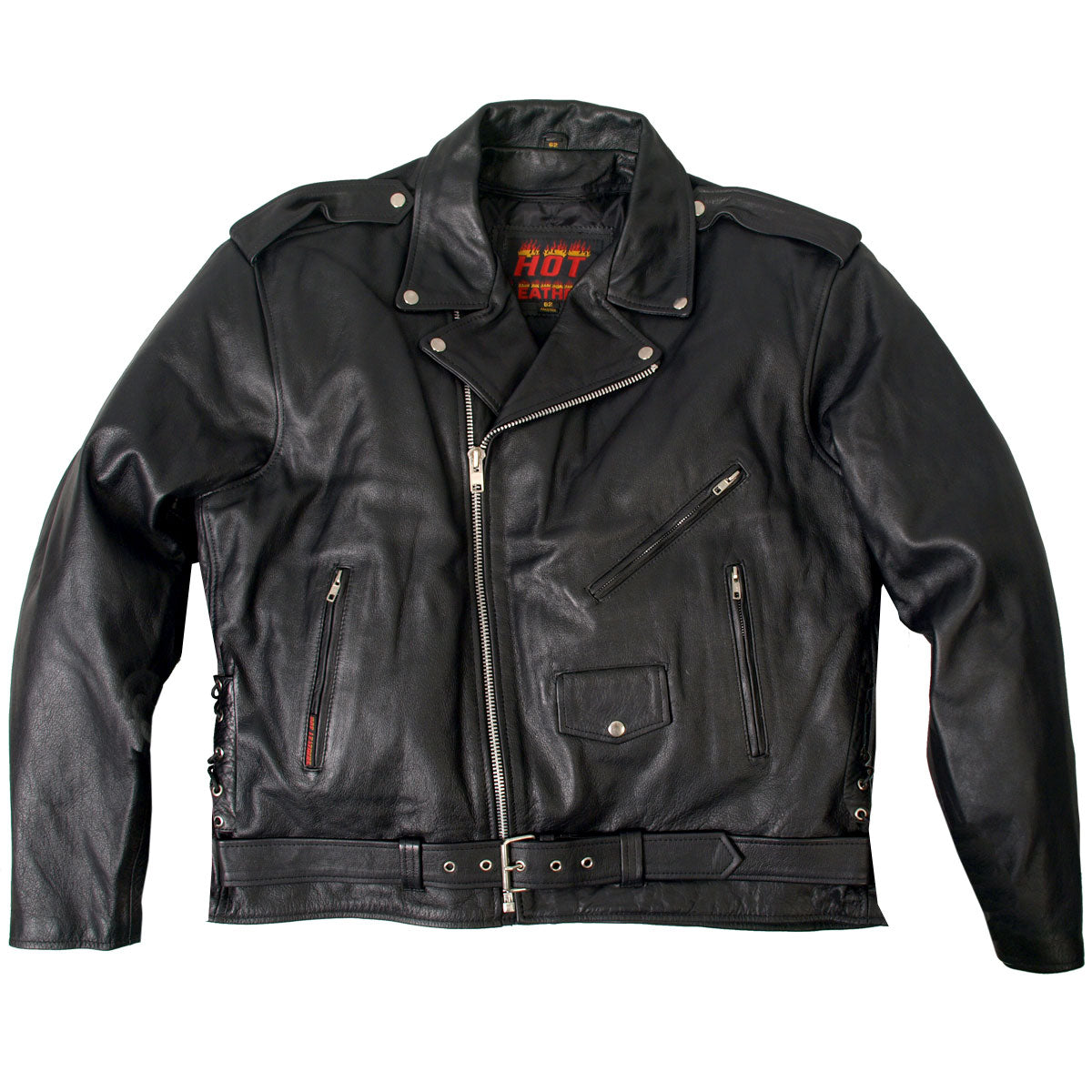 Hot Leathers Jkm1002 Classic Mens Motorcycle Leather Jacket With Zip 7475