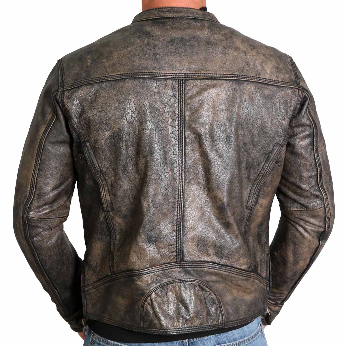 Hot Leathers JKM1019 Men's Distressed Brown Leather Jacket with Gun