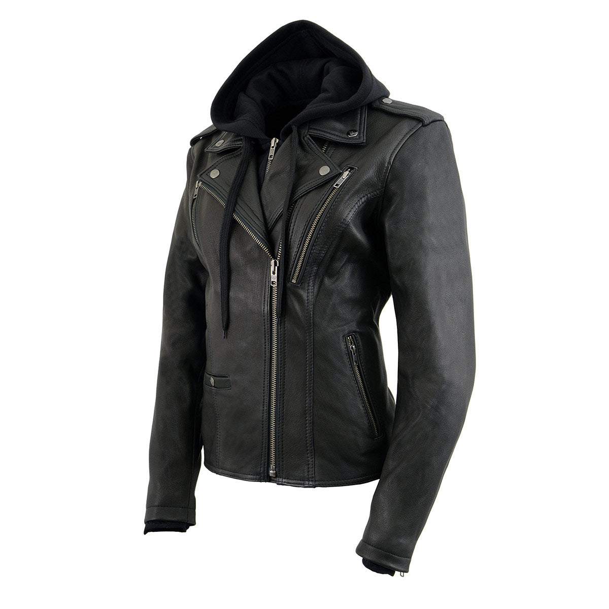 Milwaukee Leather MLL2575 Women's Black Leather Vented MC Jacket with