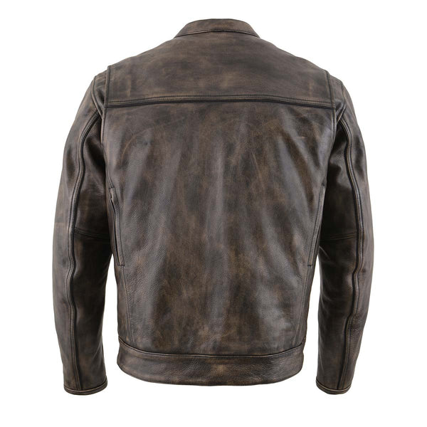 Milwaukee Leather MLM1508 Men's Distress Brown Leather Jacket with