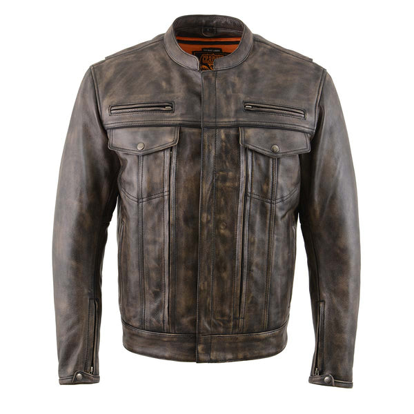 Milwaukee Leather MLM1508 Men's Distress Brown Leather Jacket with