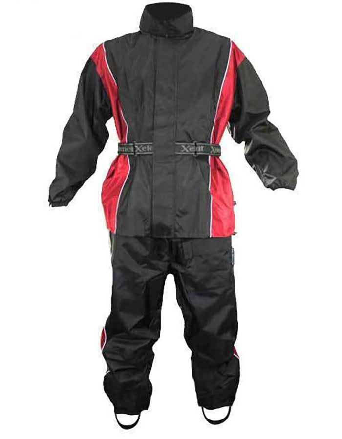 Xelement RN4766 Men's Black and Red 2-Piece Motorcycle Rain Suit with