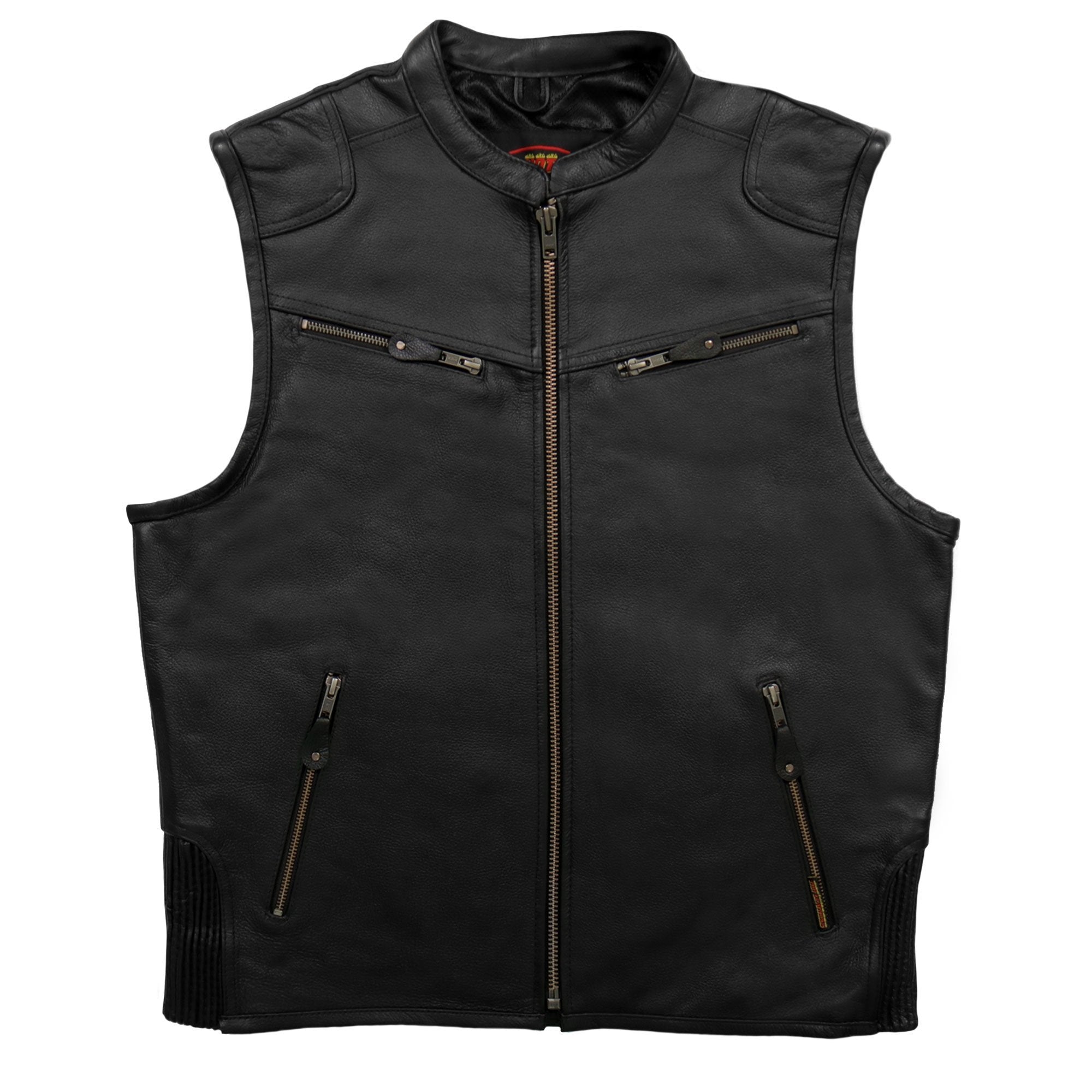 Hot Leathers VSM1037 Zipper Pocket Concealed Carry Leather Vest