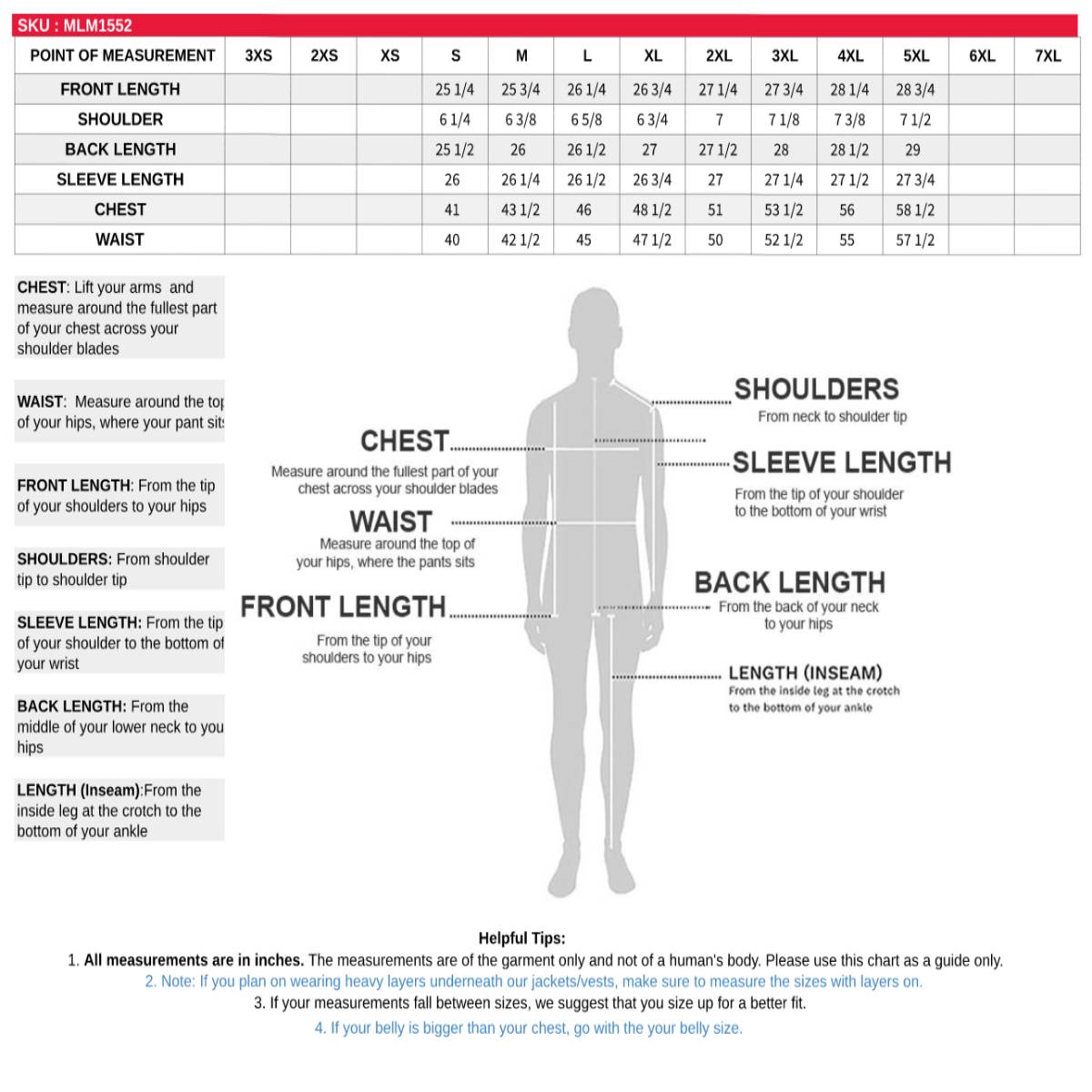 Milwaukee Jacket Size Chart