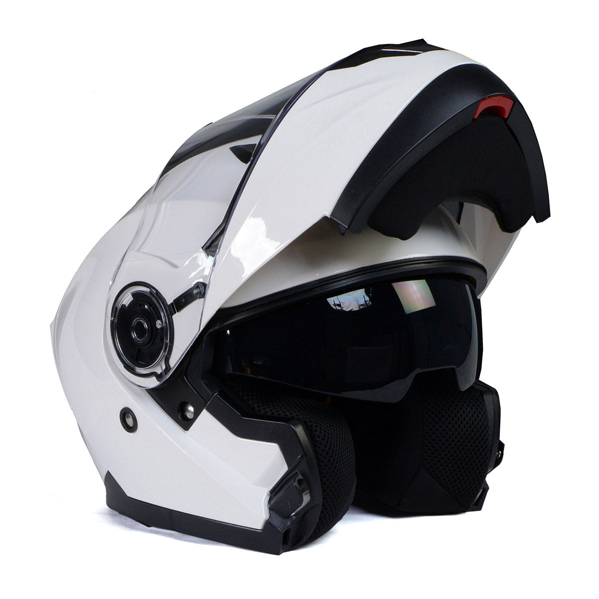 Milwaukee Helmets MPH9816DOT 'Breeze' White Advanced Motorcycle Modular Helmet for Men and Women Biker w/ Drop Down Visor - LeatherUp Canada product image