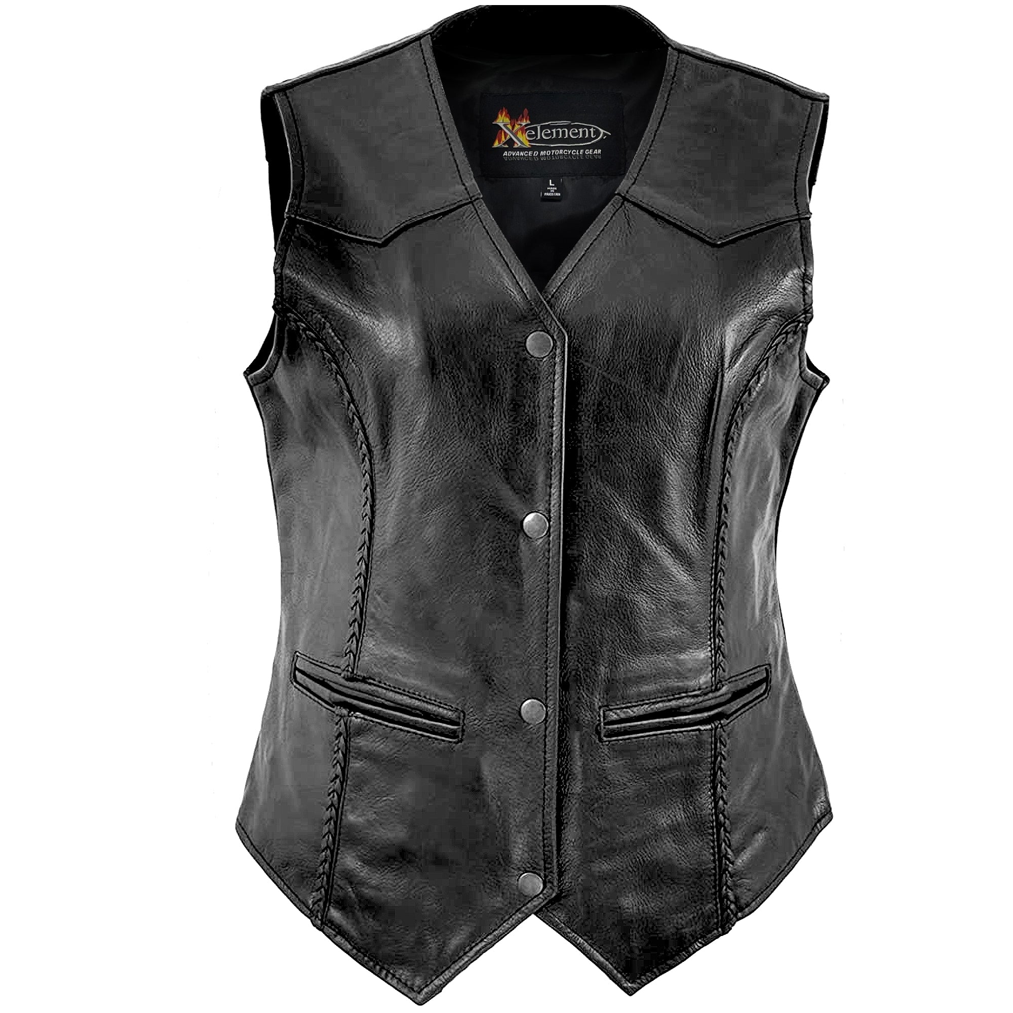 Xelement B340 Black Motorcycle Vest for Womens - Ladies Real Genuine