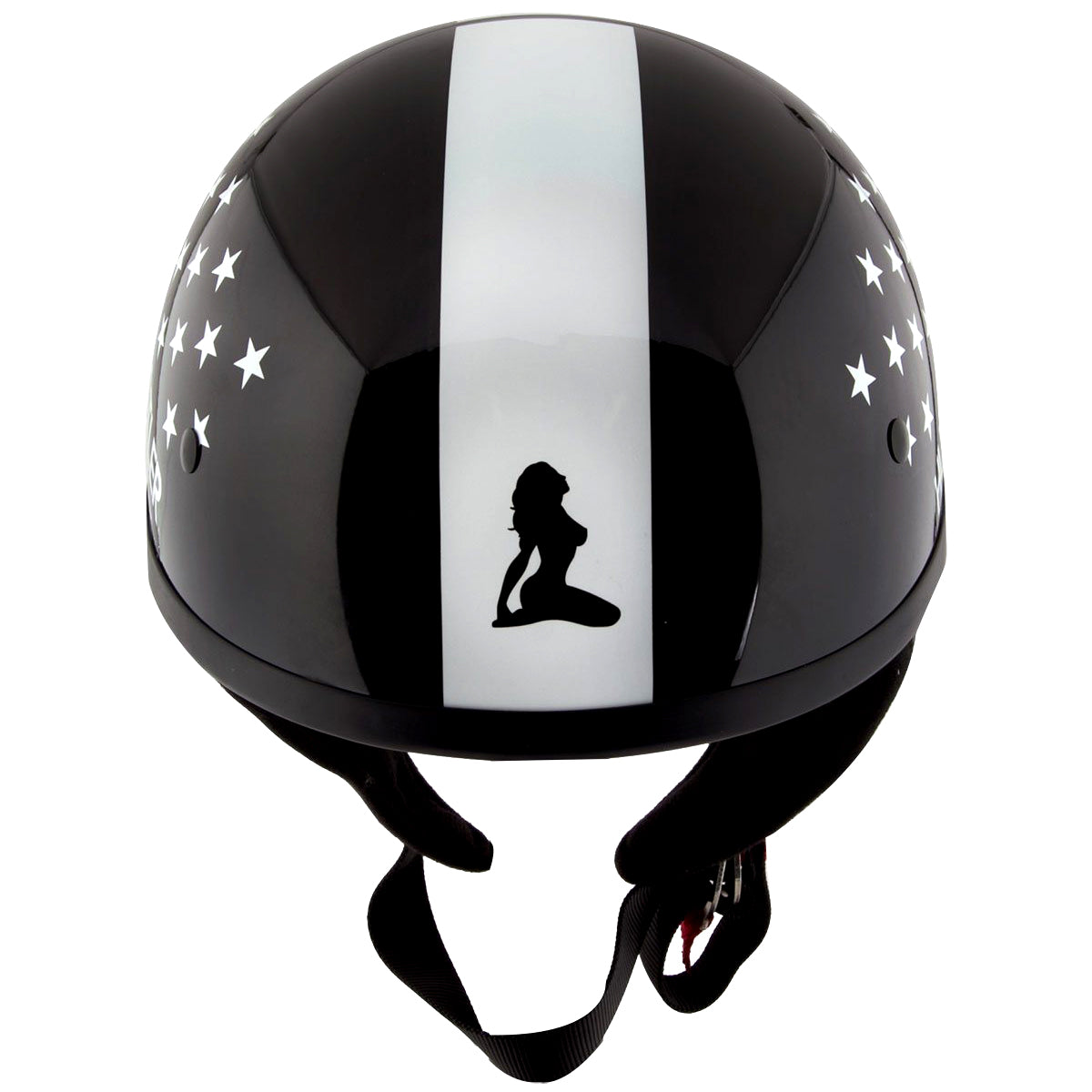 Outlaw Helmets Ht1 Hustler Glossy Black And White Us Flag Half Helmet Dot Approved Motorcycle Half 9324