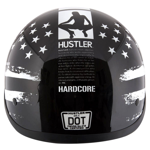 Outlaw Helmets Ht1 Hustler Glossy Black And White Us Flag Half Helmet Dot Approved Motorcycle Half 2962