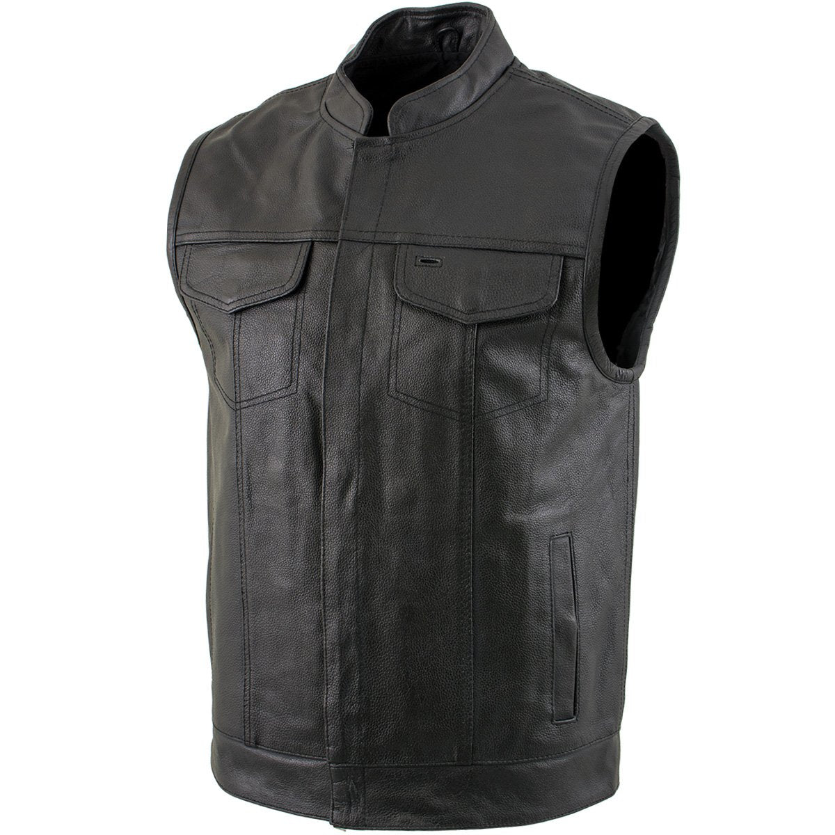 USA Leather 1205 'Combat' Men's Black Leather Gun Pocket Vest