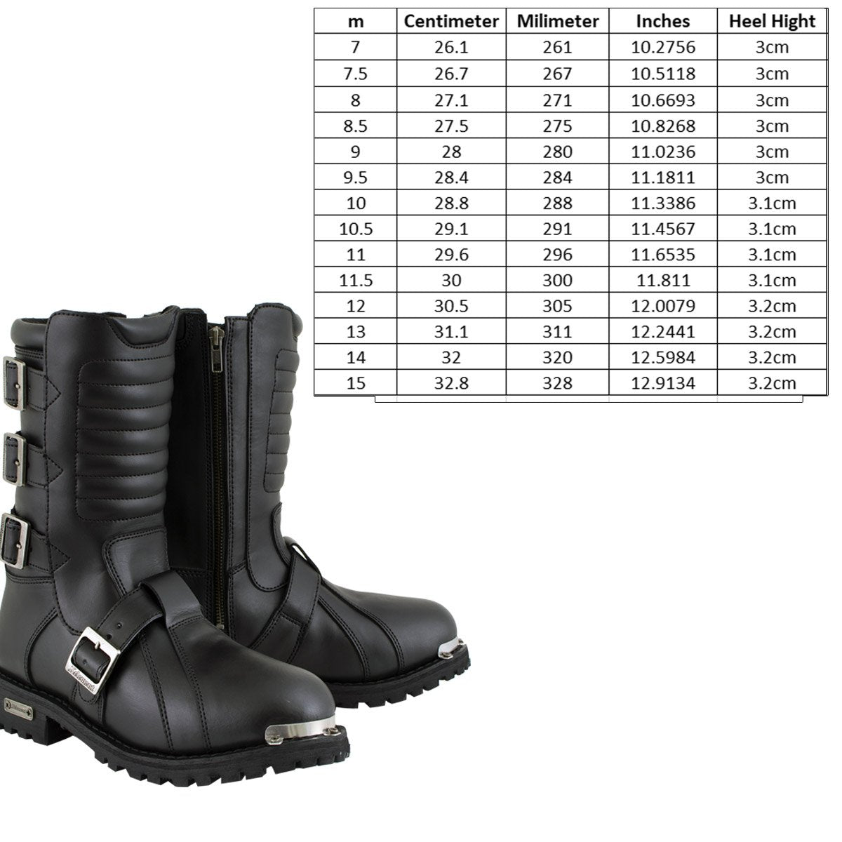 Xelement 1503 Executioner Mens Black Leather Motorcycle Boots 8025