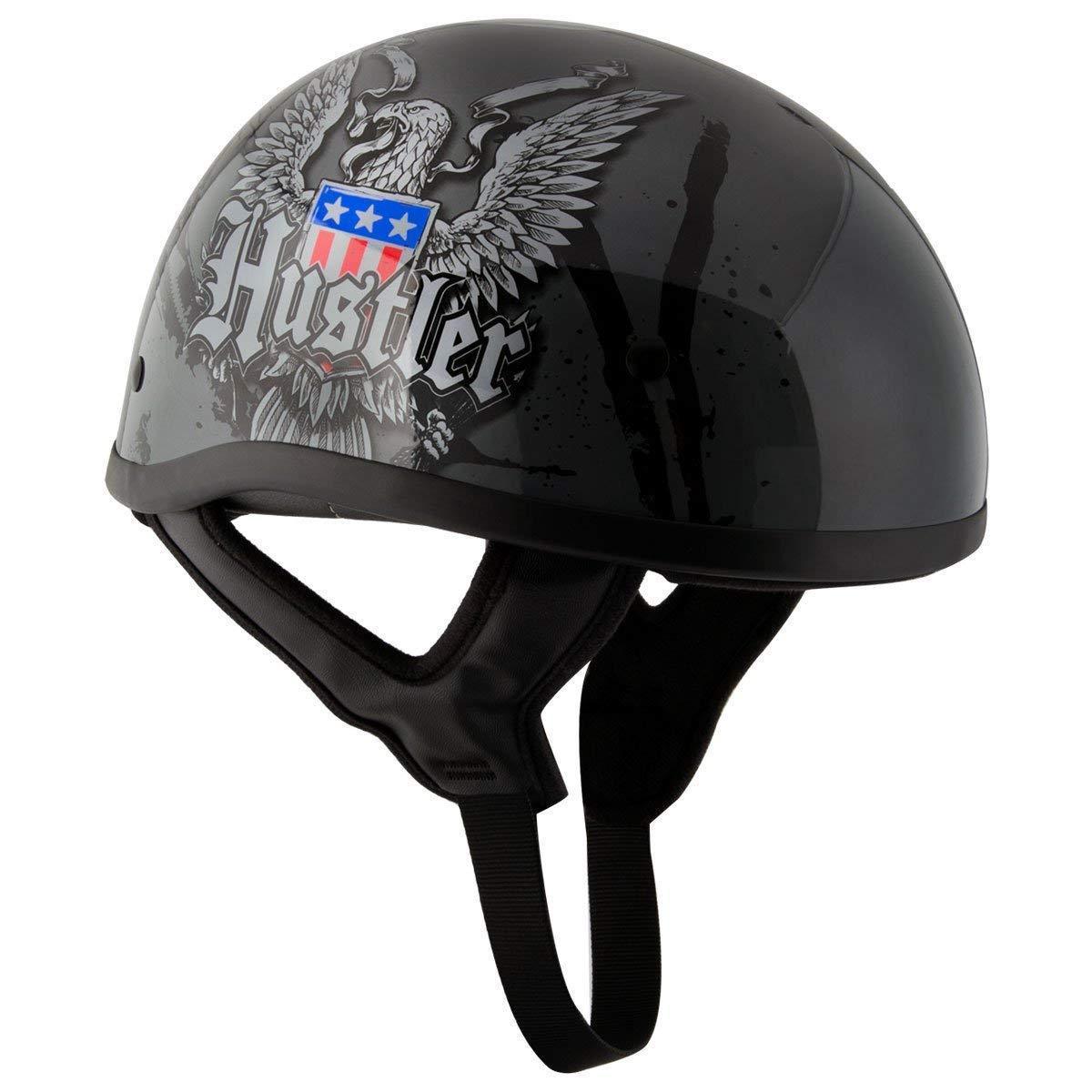 Outlaw Helmets Ht1 Hustler Glossy Gray Ride Hard Half Helmet Dot Approved Motorcycle Half Helmet 5154