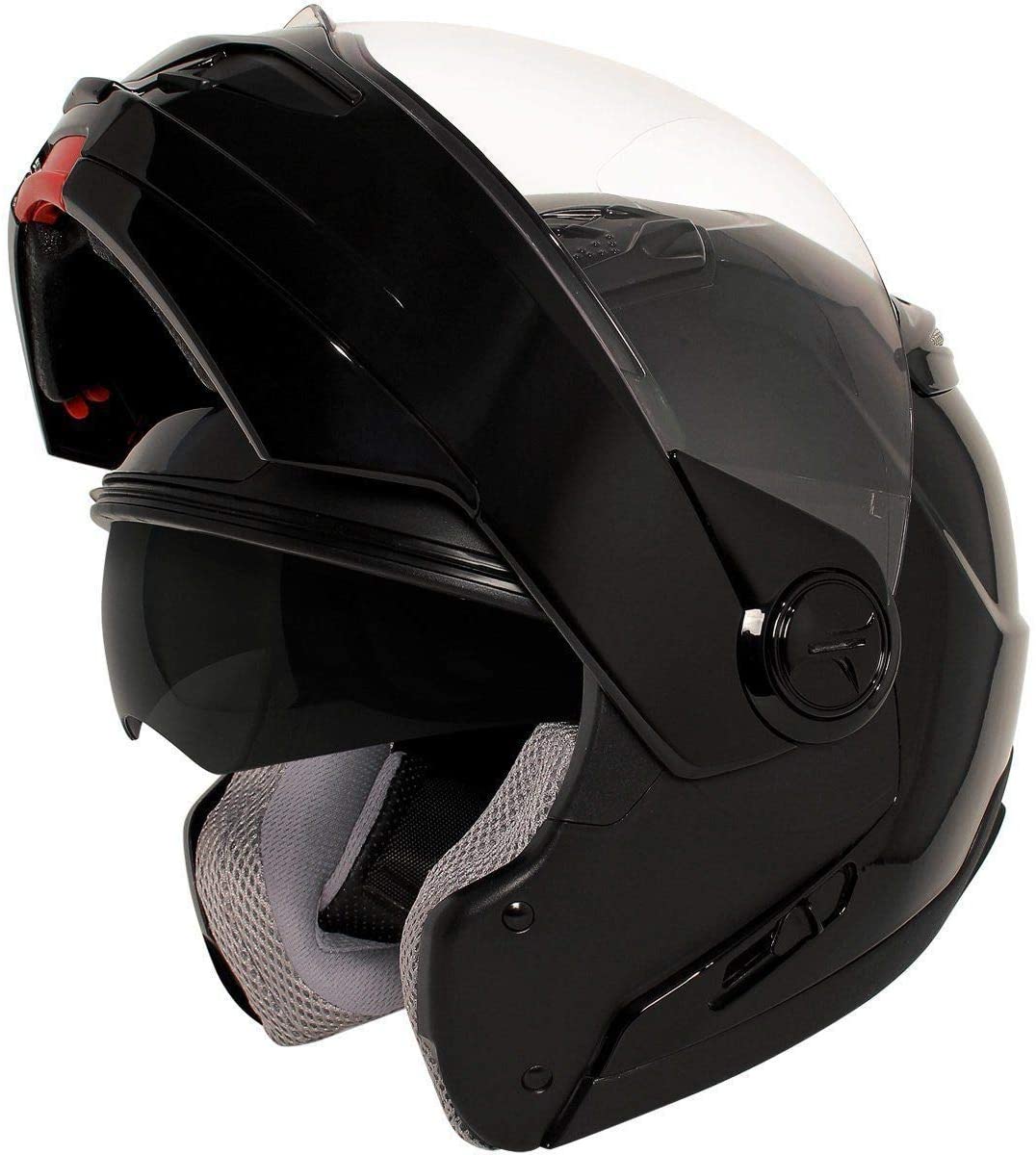 HAWK Helmets ST 1198 Glossy Black Modular Motorcycle Full Face Helmet ...