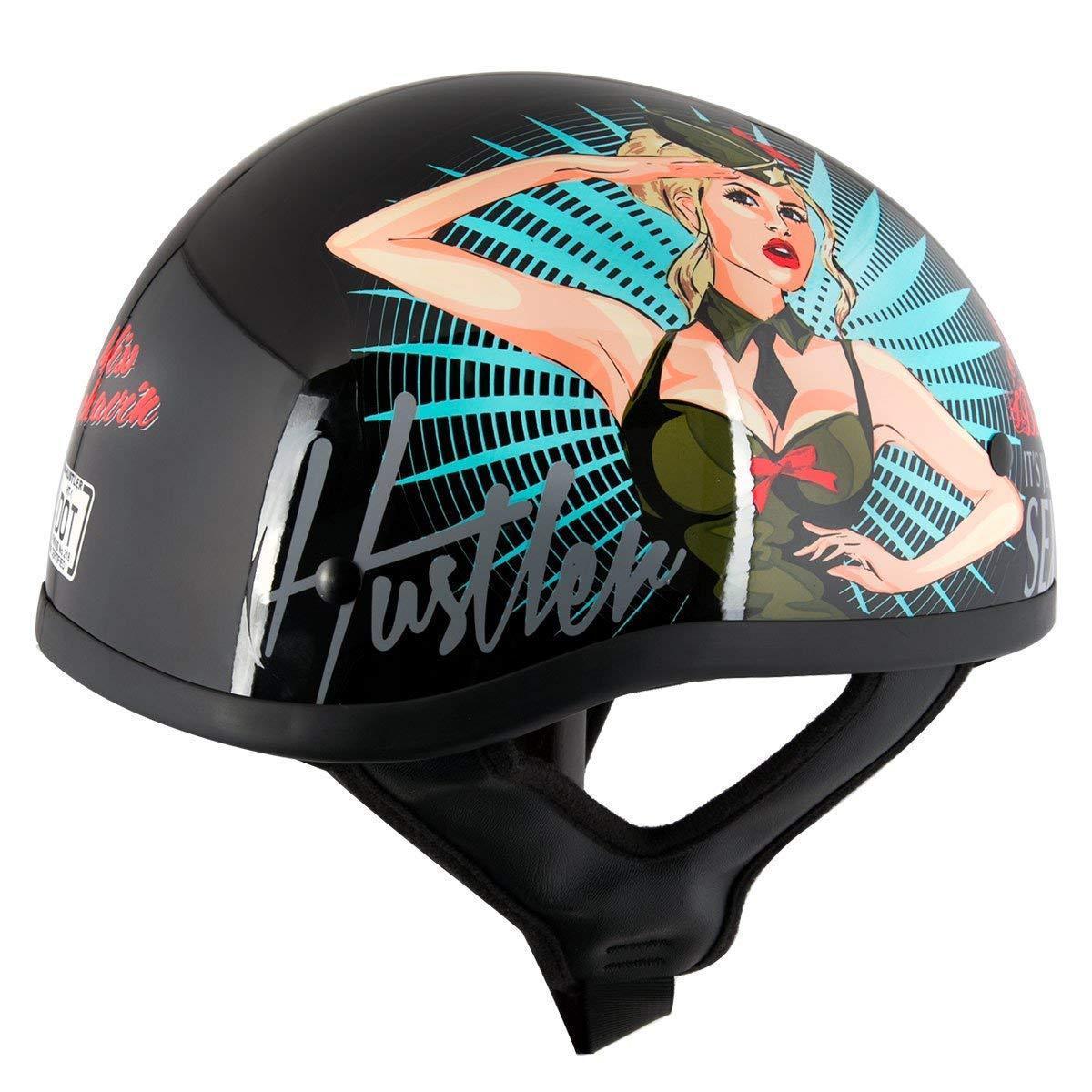 Outlaw Helmets Ht1 Hustler Glossy Black Its Just Sex Motorcycle Half Helmet For Men And Women Dot 5072